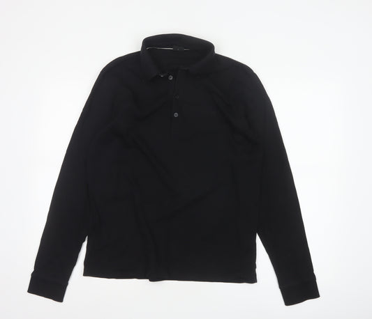Hugo Boss Men's Black Long Sleeve Regular Fit Polo Shirt L