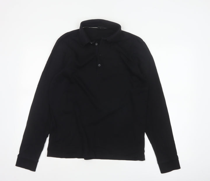 Hugo Boss Men's Black Long Sleeve Regular Fit Polo Shirt L