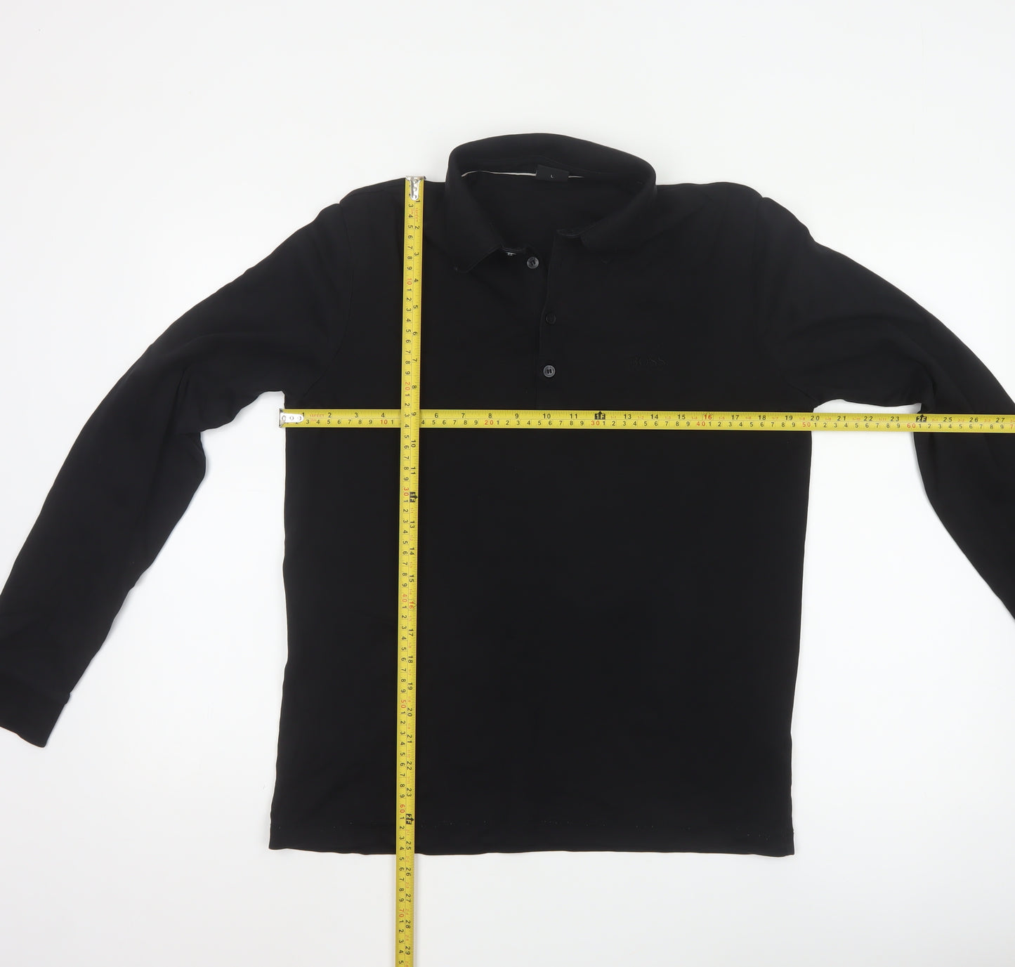 Hugo Boss Men's Black Long Sleeve Regular Fit Polo Shirt L