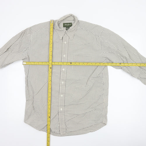 Eddie Bauer Men's White Check Cotton Button-Up Shirt Size S