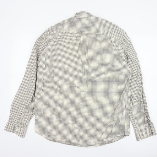 Eddie Bauer Men's White Check Cotton Button-Up Shirt Size S