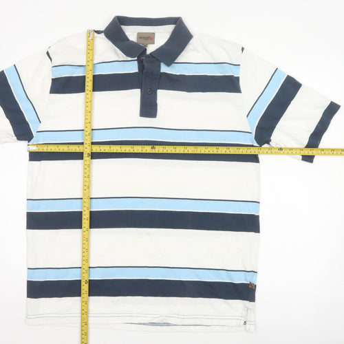 Remus Uomo Men's Blue Striped Cotton Polo Shirt XL