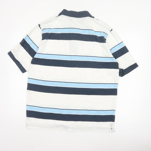 Remus Uomo Men's Blue Striped Cotton Polo Shirt XL