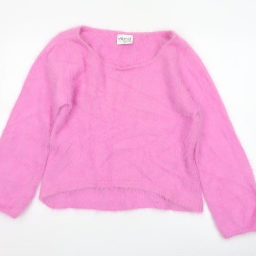 A Part Of Me Women Pink Cashmere Blend Long Sleeve Jumper Size 10