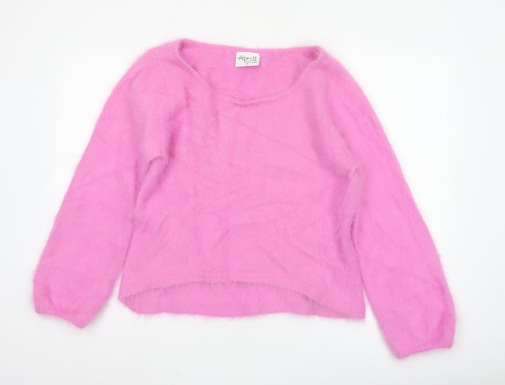 A Part Of Me Women Pink Cashmere Blend Long Sleeve Jumper Size 10