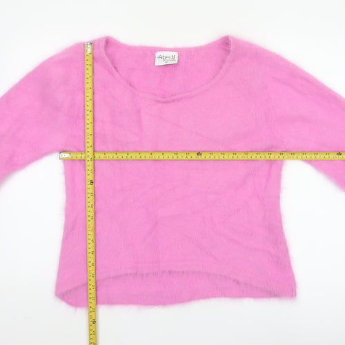 A Part Of Me Women Pink Cashmere Blend Long Sleeve Jumper Size 10