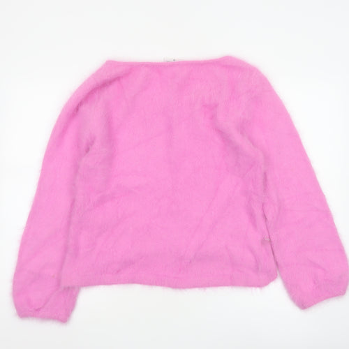 A Part Of Me Women Pink Cashmere Blend Long Sleeve Jumper Size 10