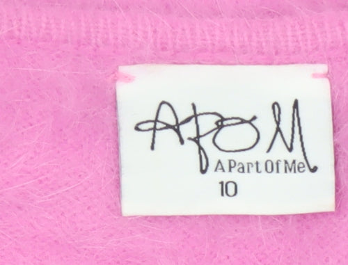 A Part Of Me Women Pink Cashmere Blend Long Sleeve Jumper Size 10
