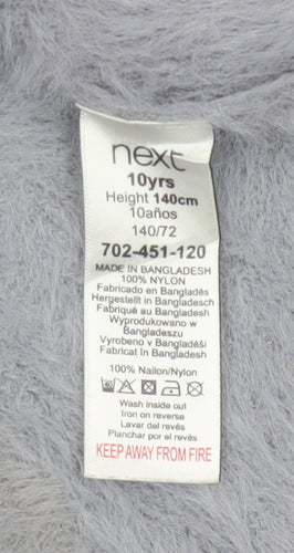 Next Girls Grey Fluffy Cardigan 10 Years Button Up Long Sleeve Knit