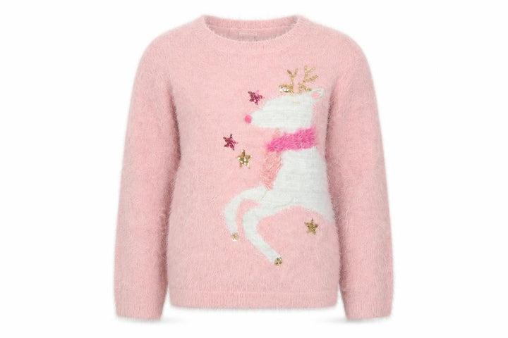 Monsoon Girls Pink Reindeer Sequin Christmas Pullover Jumper 12-13 Years