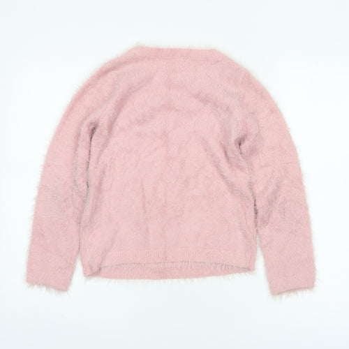 Monsoon Girls Pink Reindeer Sequin Christmas Pullover Jumper 12-13 Years