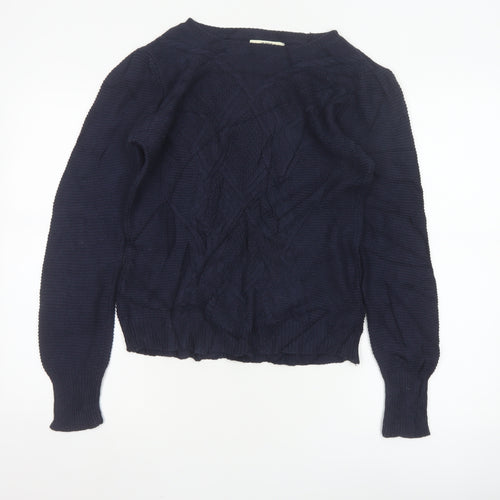 Oasis Women's Blue Cable-Knit Pullover Jumper Size M