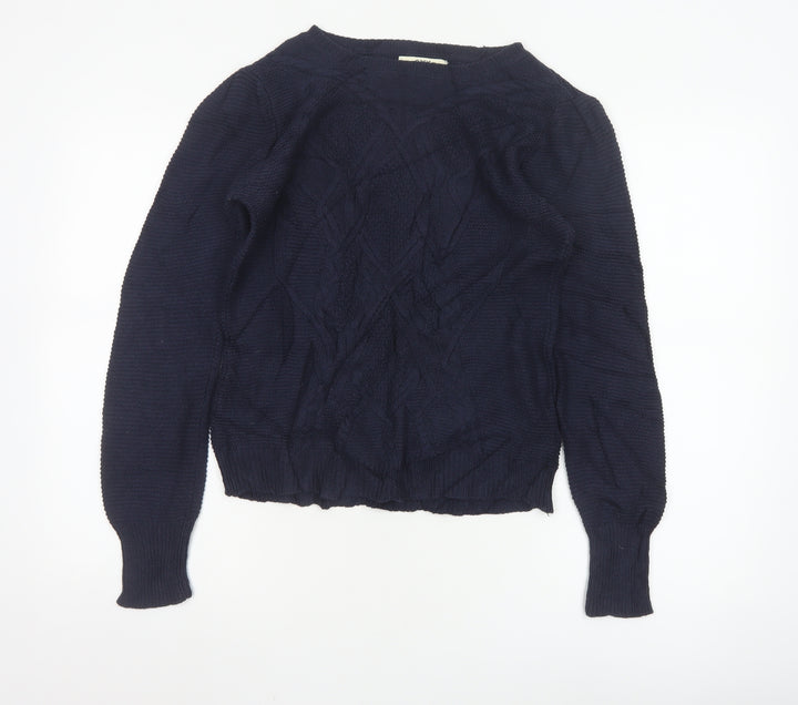 Oasis Women's Blue Cable-Knit Pullover Jumper Size M
