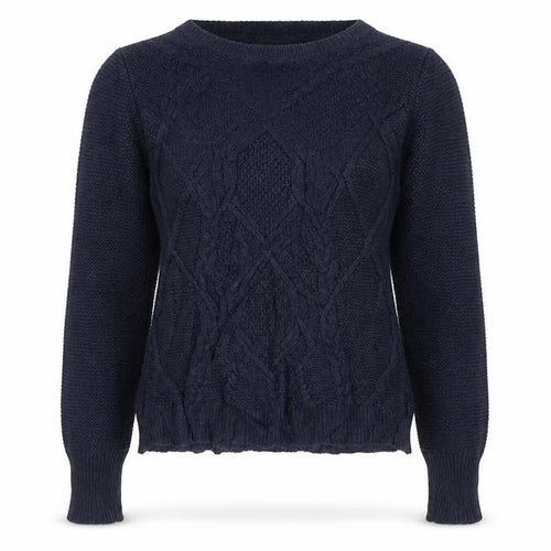 Oasis Women's Blue Cable-Knit Pullover Jumper Size M