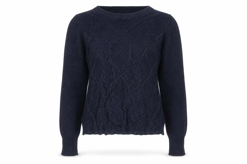 Oasis Women's Blue Cable-Knit Pullover Jumper Size M
