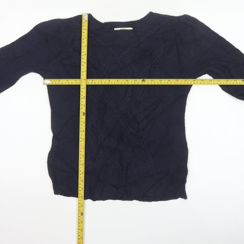 Oasis Women's Blue Cable-Knit Pullover Jumper Size M