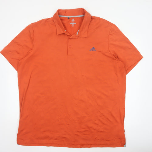 Adidas Men’s Orange 2XL Golf Polo Shirt Breathable Stretch