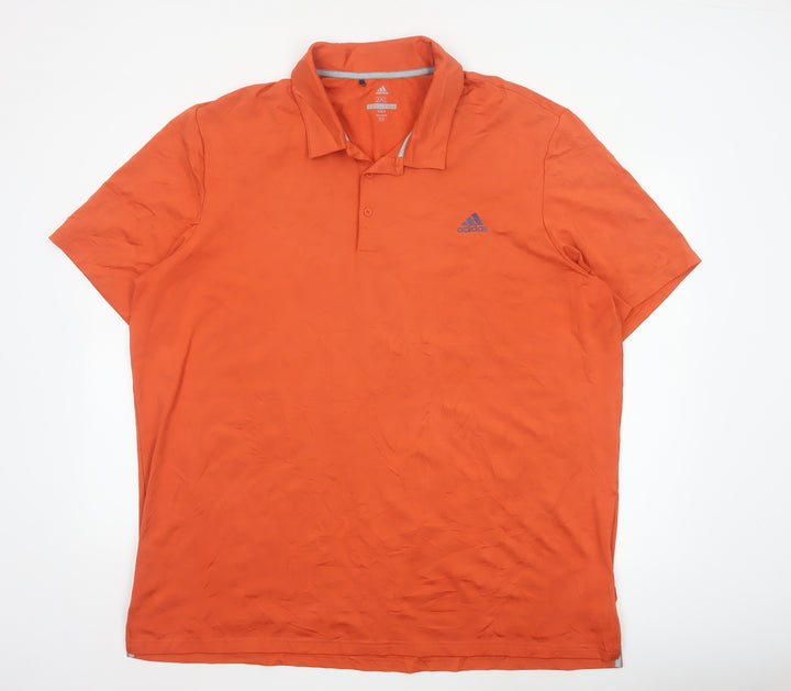 Adidas Men’s Orange 2XL Golf Polo Shirt Breathable Stretch