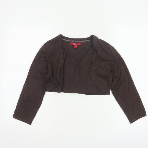 Monsoon Women Brown Size 10 Cotton Knit Shrug Cardigan