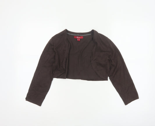 Monsoon Women Brown Size 10 Cotton Knit Shrug Cardigan