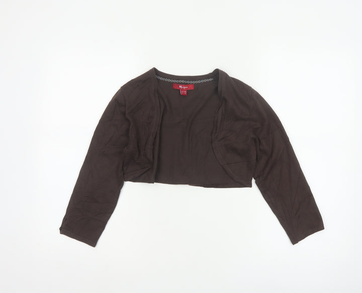 Monsoon Women Brown Size 10 Cotton Knit Shrug Cardigan