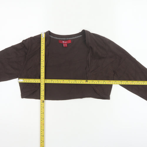 Monsoon Women Brown Size 10 Cotton Knit Shrug Cardigan
