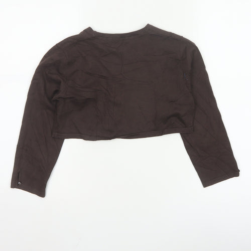 Monsoon Women Brown Size 10 Cotton Knit Shrug Cardigan
