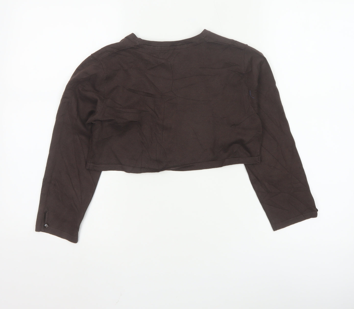 Monsoon Women Brown Size 10 Cotton Knit Shrug Cardigan