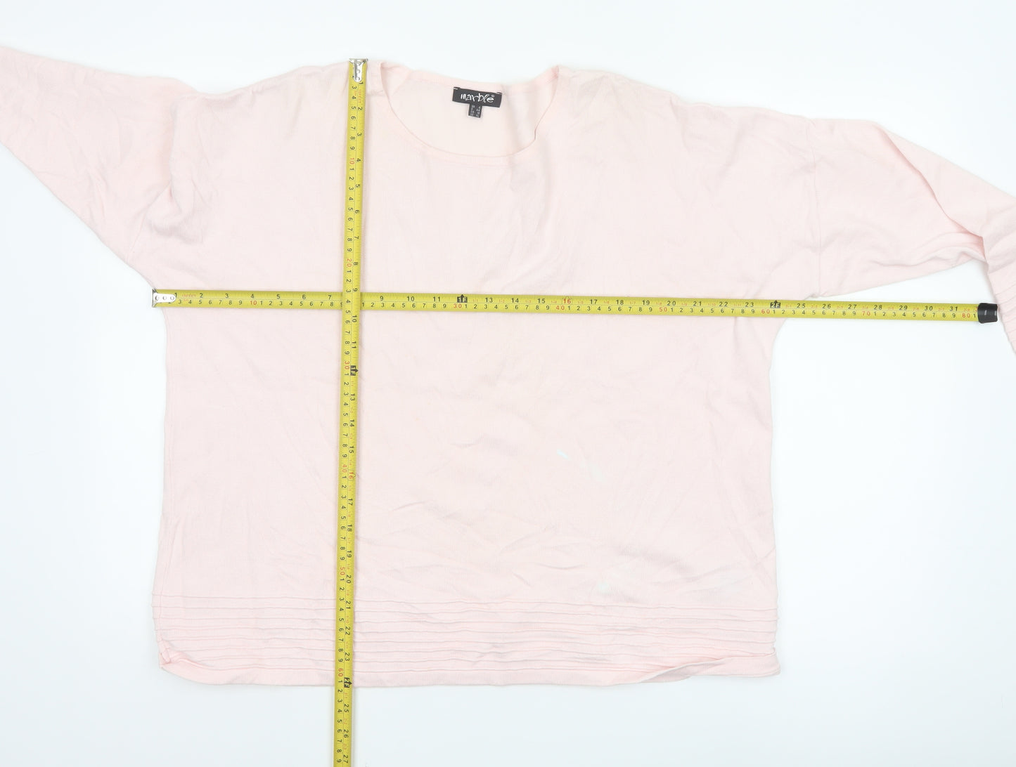Marble Women Pink Long Sleeve Crew Neck Knit Pullover Jumper Size 16