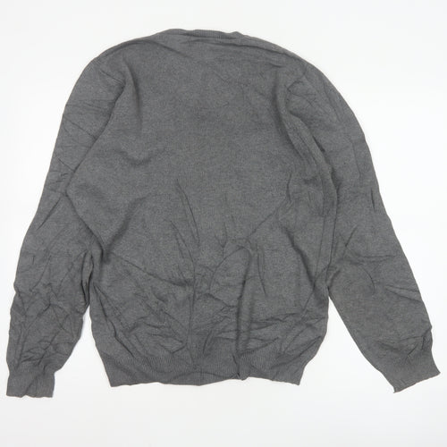 Marks and Spencer Blue Harbour Grey Cotton V-Neck Men's Jumper Size S