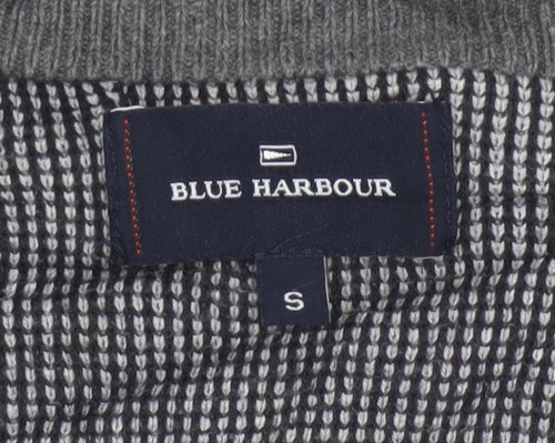 Marks and Spencer Blue Harbour Grey Cotton V-Neck Men's Jumper Size S