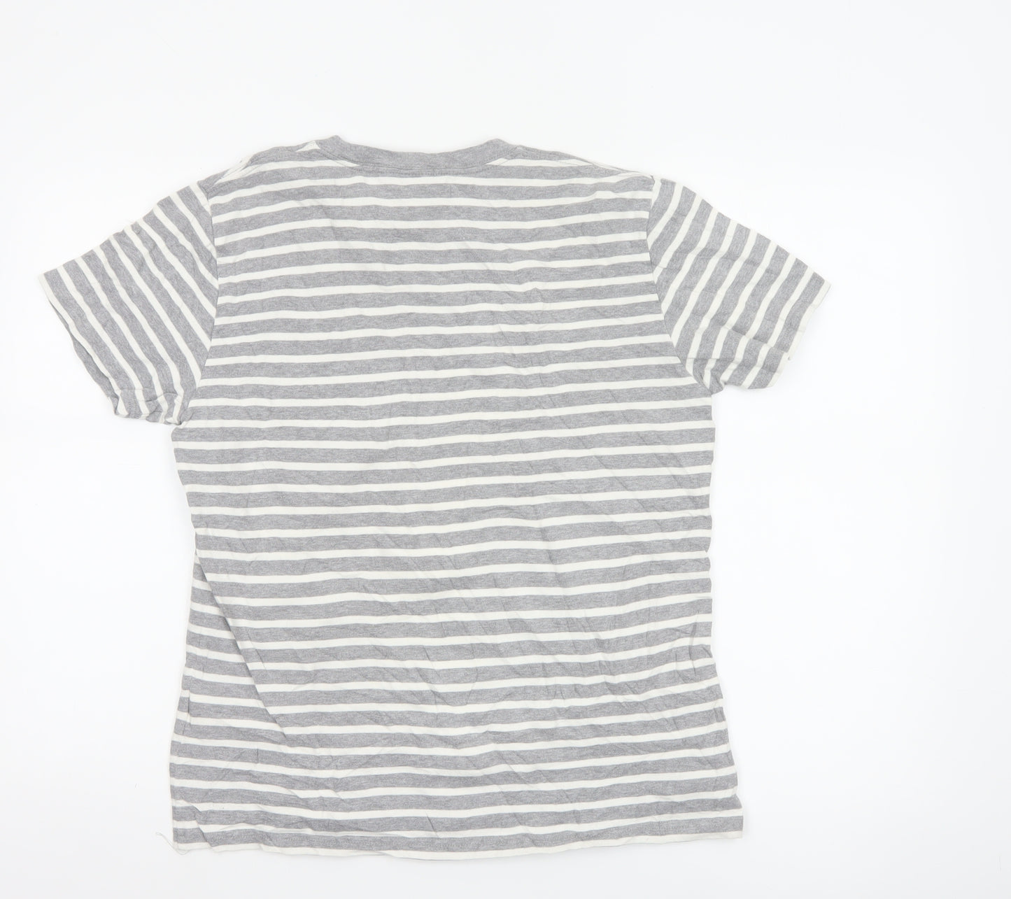 Carhartt Men's Grey White Striped Cotton Crew Neck T-Shirt Size S