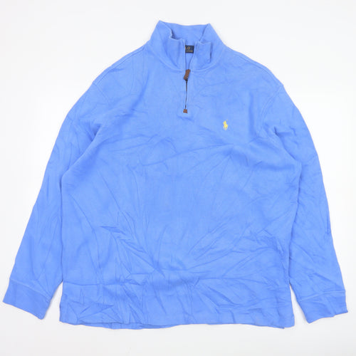 Ralph Lauren Men’s Blue 1/4 Zip Cotton Jumper XL