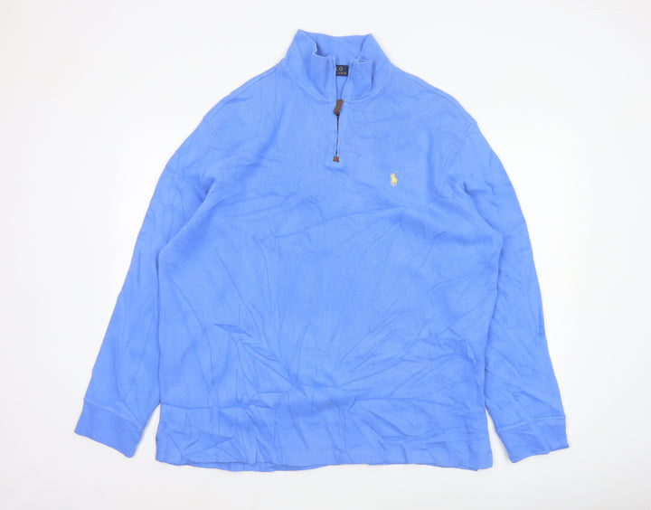 Ralph Lauren Men’s Blue 1/4 Zip Cotton Jumper XL