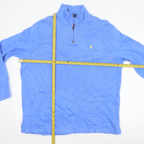 Ralph Lauren Men’s Blue 1/4 Zip Cotton Jumper XL