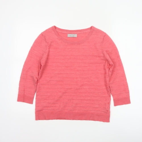 Marks and Spencer Women Pink 100% Merino Wool Crew Neck Jumper Size 12