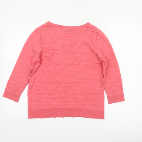 Marks and Spencer Women Pink 100% Merino Wool Crew Neck Jumper Size 12