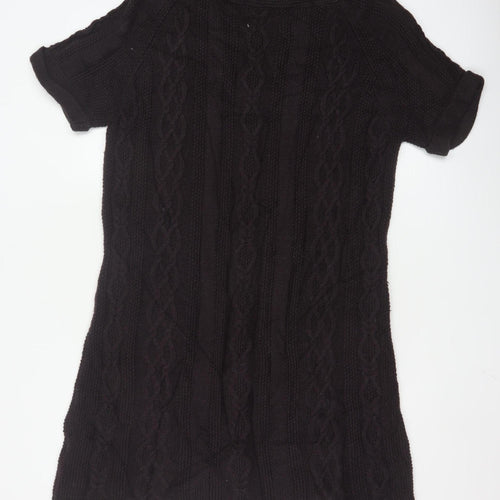 Marks and Spencer Women’s Black Size 18 Short Sleeve Cable Knit Jumper Dress