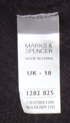 Marks and Spencer Women’s Black Size 18 Short Sleeve Cable Knit Jumper Dress