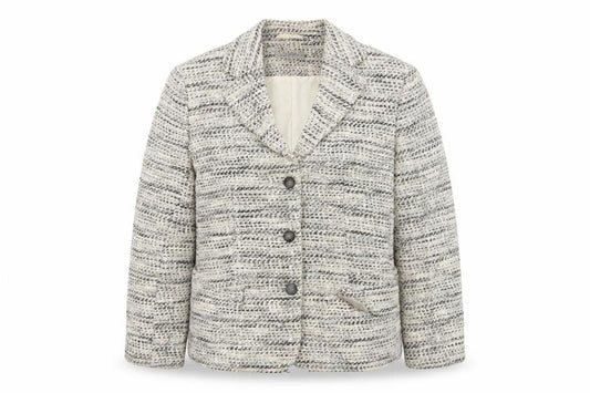 Marks and Spencer Women Beige Bouclé Blazer Size 10 Single-Breasted