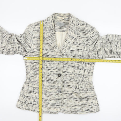 Marks and Spencer Women Beige Bouclé Blazer Size 10 Single-Breasted