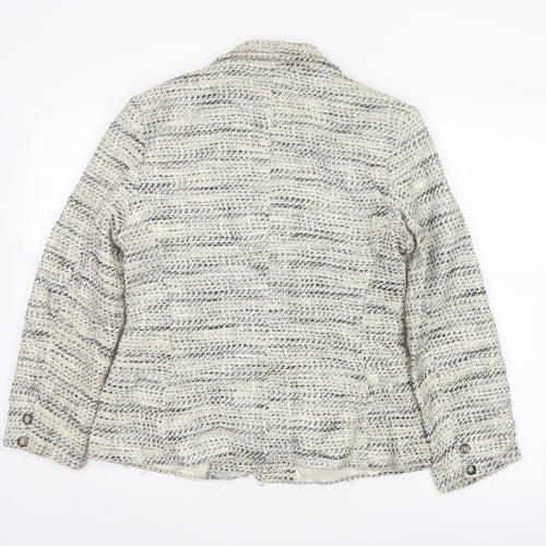 Marks and Spencer Women Beige Bouclé Blazer Size 10 Single-Breasted