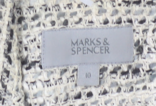 Marks and Spencer Women Beige Bouclé Blazer Size 10 Single-Breasted