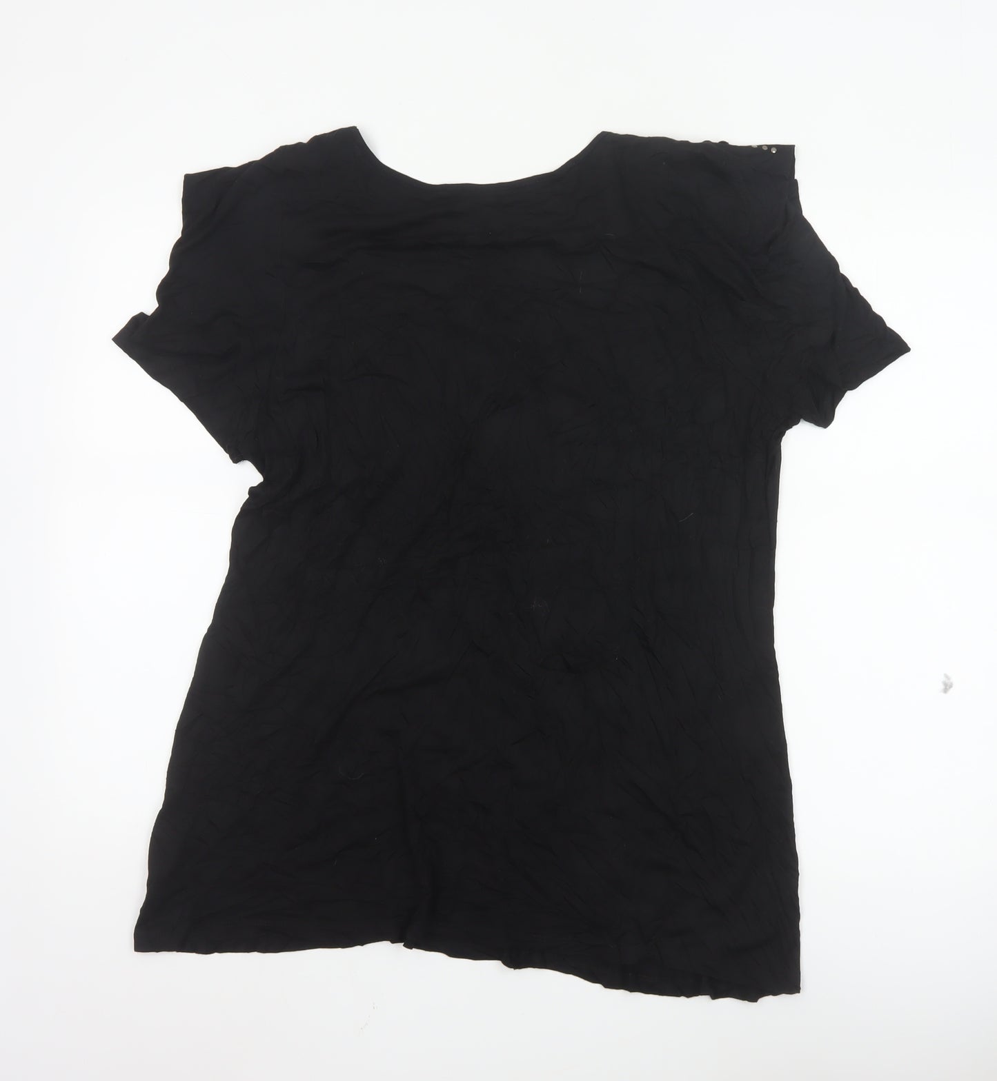 TU Women’s Black Studded Short Sleeve Scoop Neck Viscose Top Size 20