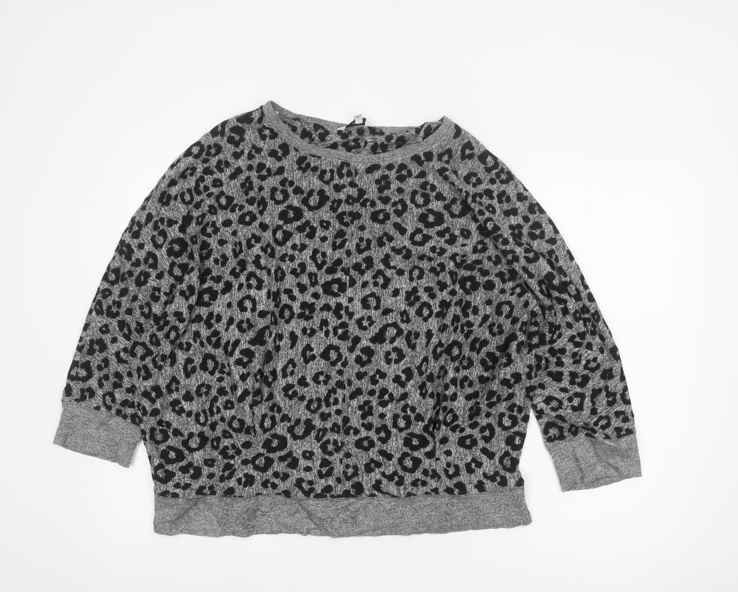 Next Women’s Grey Leopard Print Relaxed Jersey Top Size 14