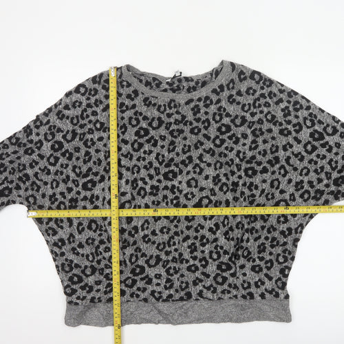 Next Women’s Grey Leopard Print Relaxed Jersey Top Size 14