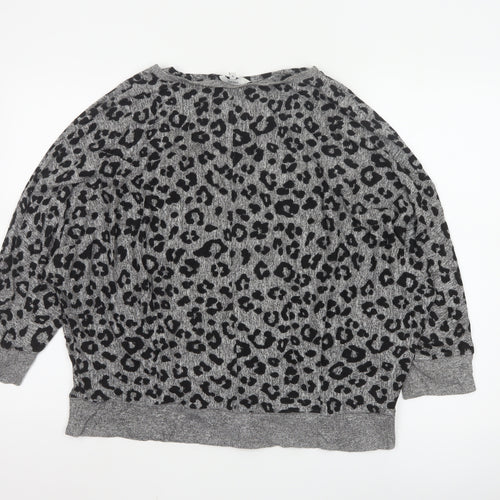 Next Women’s Grey Leopard Print Relaxed Jersey Top Size 14