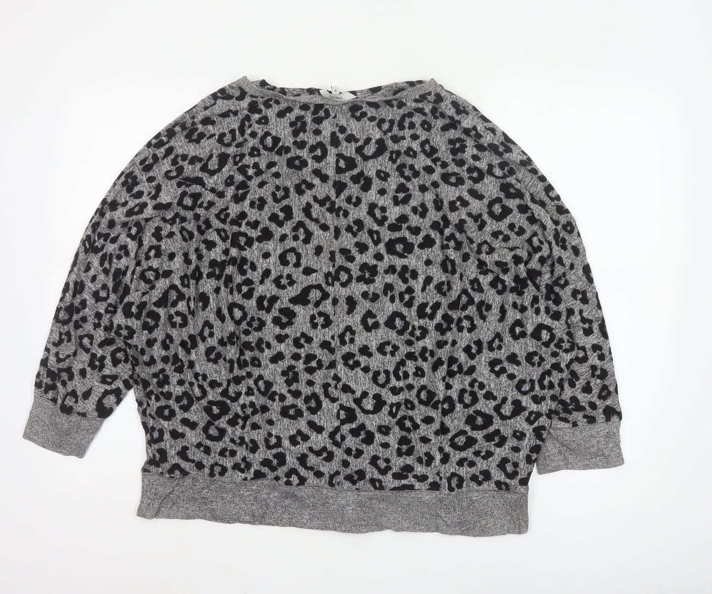 Next Women’s Grey Leopard Print Relaxed Jersey Top Size 14