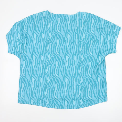 Star by Julien Macdonald Women’s Blue Animal Print Studded T-Shirt Size 20