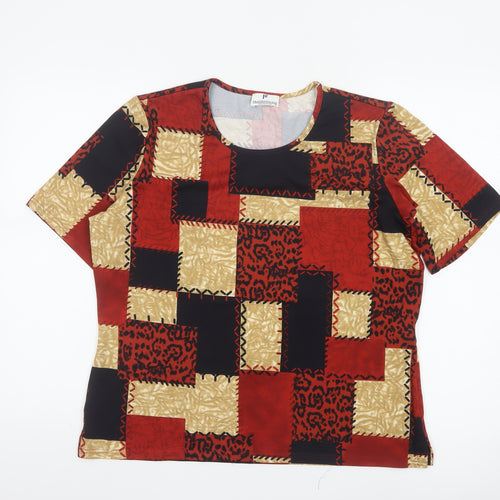 Frankenwalder Women's Multicoloured Geometric Short Sleeve T-Shirt Size 12